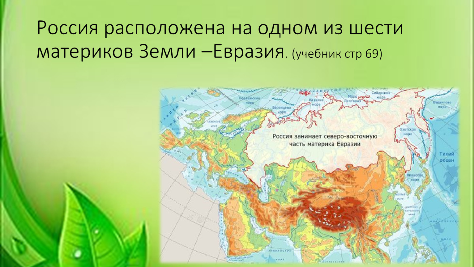 Россия на материке евразия. Расположение России на материке. Положение России на материке. Россия материк на котором она расположена.
