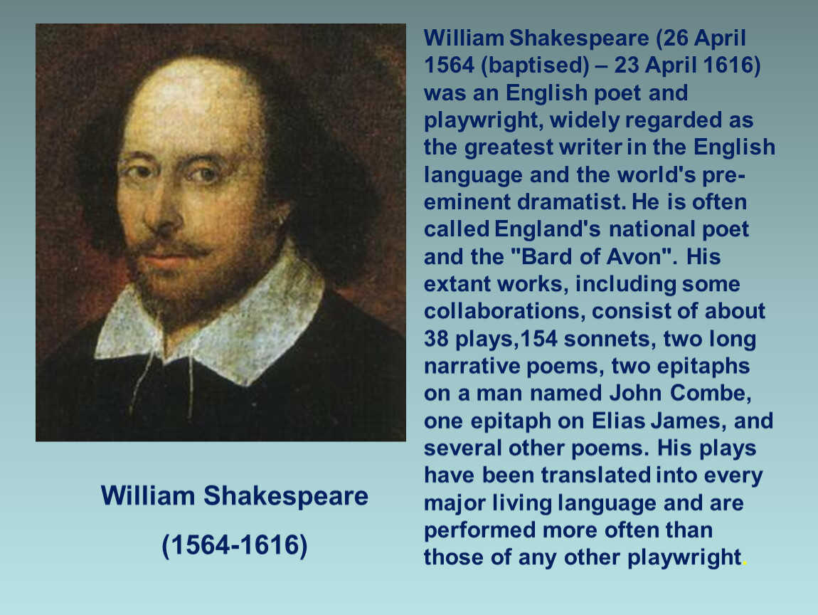 Great english writer. William Shakespeare (1564-1616). Вильям Шекспир на англ яз. День английского языка. Известная личность на английском.