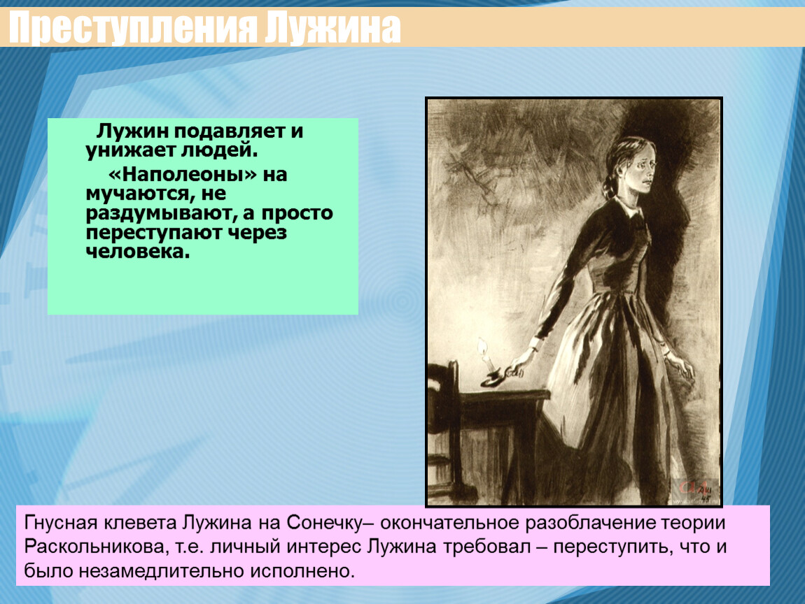 Лужин на поминках. Преступление Лужина в романе преступление и наказание. Преступление и наказание герои Лужин. Характер Лужина в романе преступление и наказание.