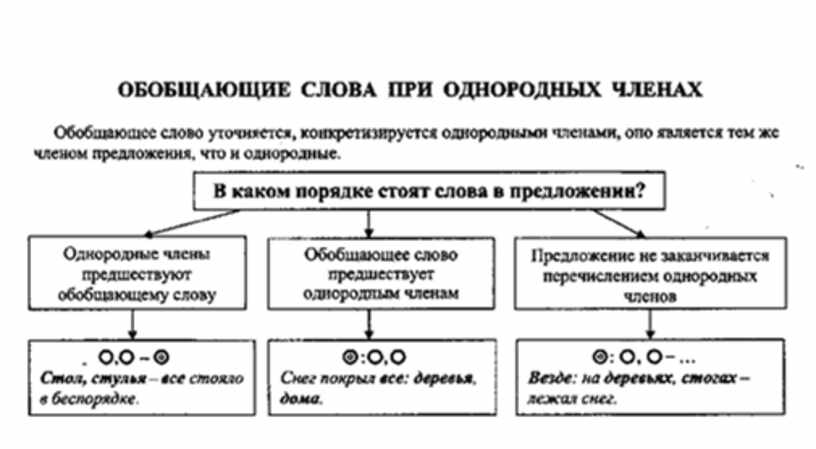 Однородные члены с обобщающим словом схема