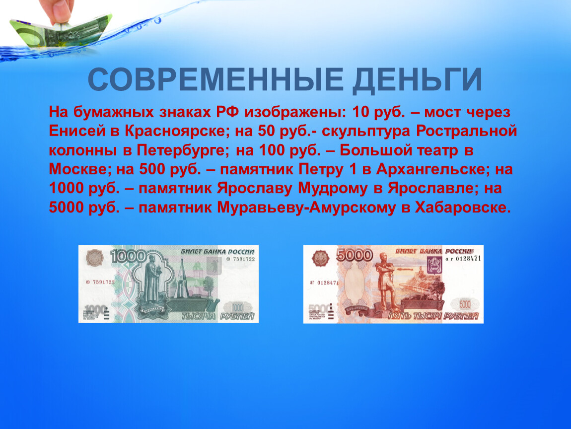 Что изображено на 10. Современные бумажные деньги. Современные денежные знаки. Современные деньги презентация. Рассказ о современных деньгах.