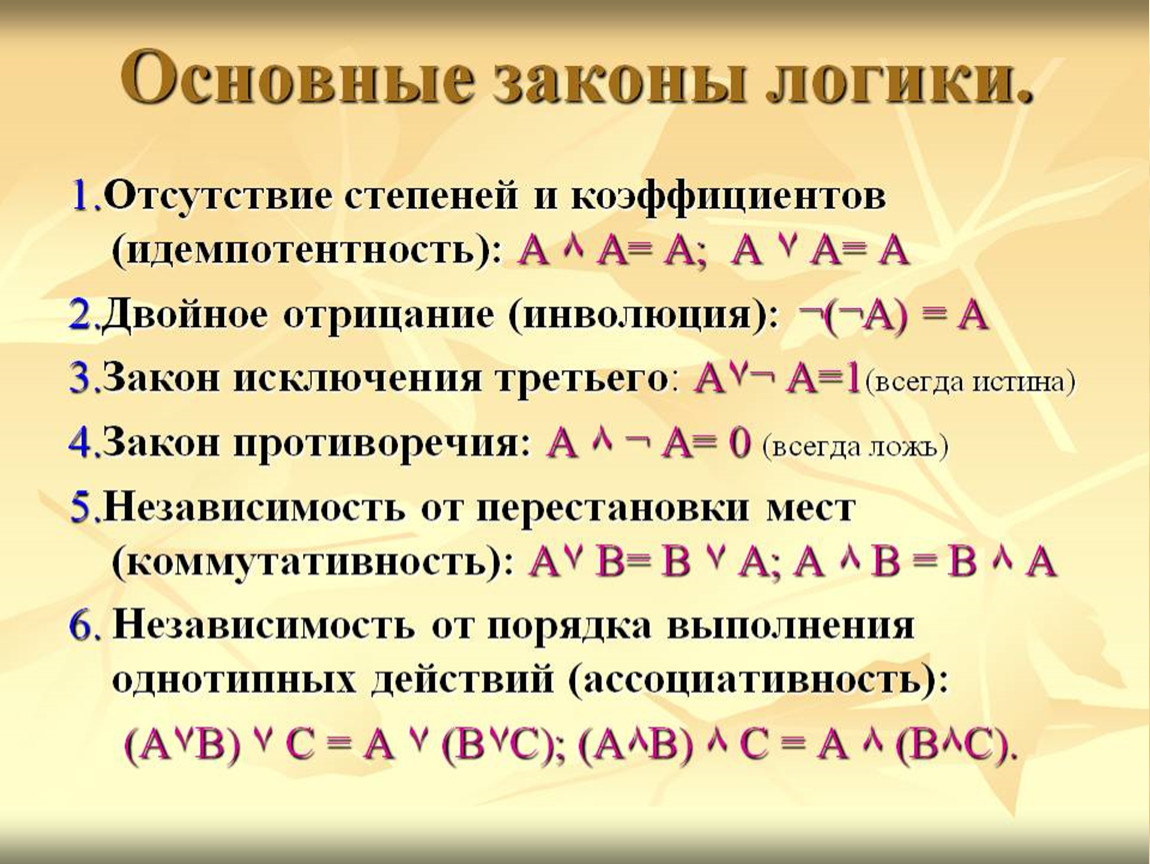 Идемпотентность. Идемпотентность конъюнкции и дизъюнкции. Дистрибутивность логических операций. Дистрибутивность Алгебра логики. Дистрибутивность умножения