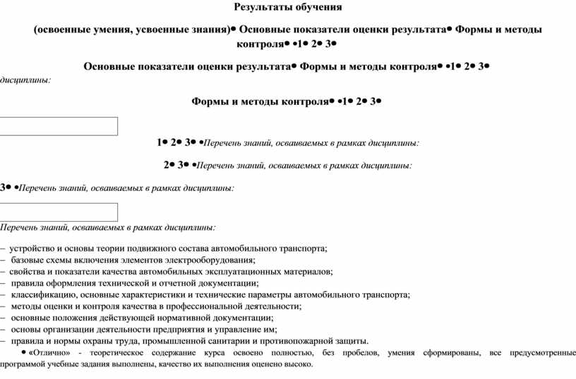 Результаты обучения (освоенные умения, усвоенные знания)Основные показатели оценки результата