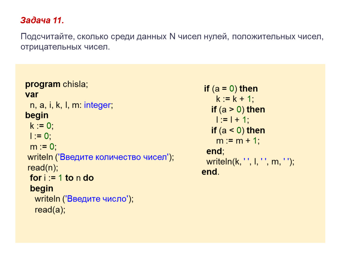 Сколько среди. Дана программа на языке Паскаль. Паскаль подготовка к ОГЭ задание 8.