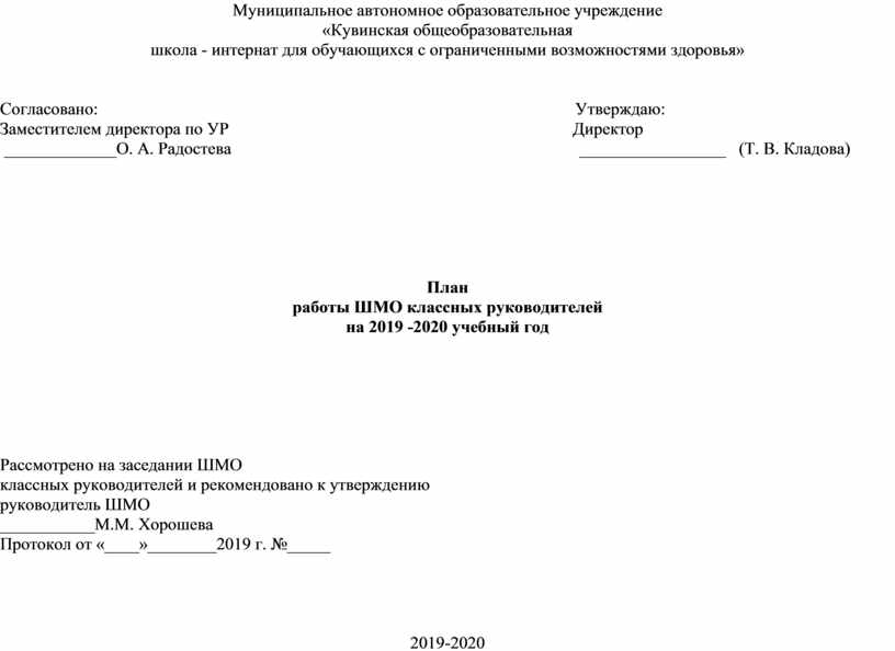 План работы шмо классных руководителей на 2022 2023 учебный год по фгос с протоколами заседаний