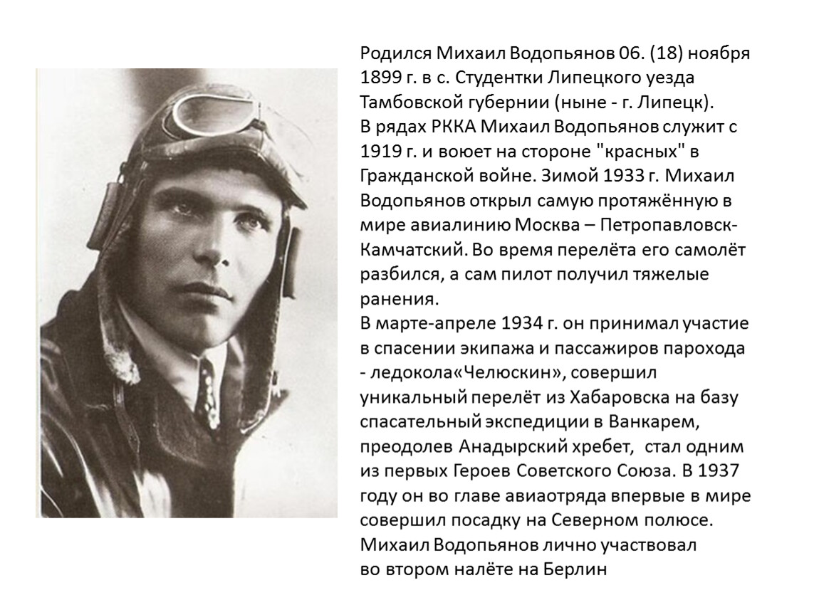 История летчика кузьминова. Водопьянов Полярный летчик.