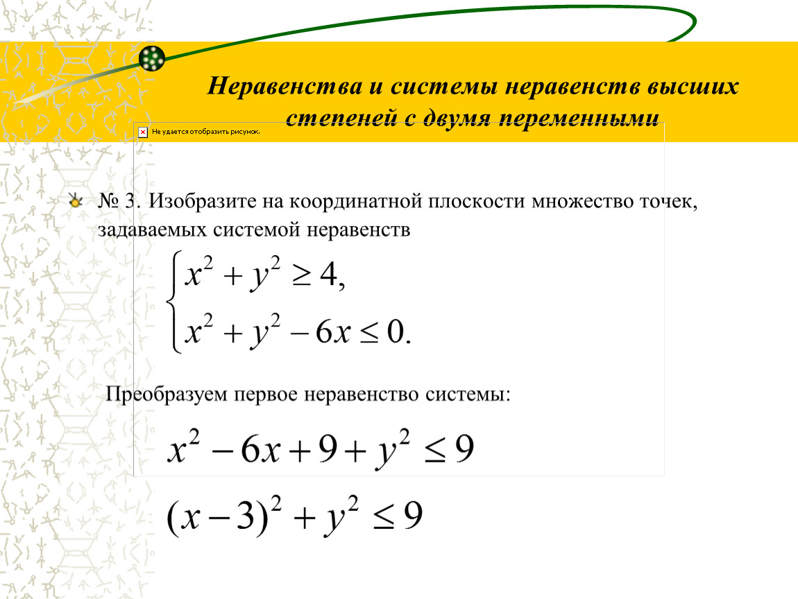 Неравенства на плоскости. Решение системных неравенств с 2 переменными. Решение системы нелинейных неравенств с двумя переменными. Метод решения систем неравенств с двумя переменными. Алгоритм решения системы неравенств с двумя переменными.