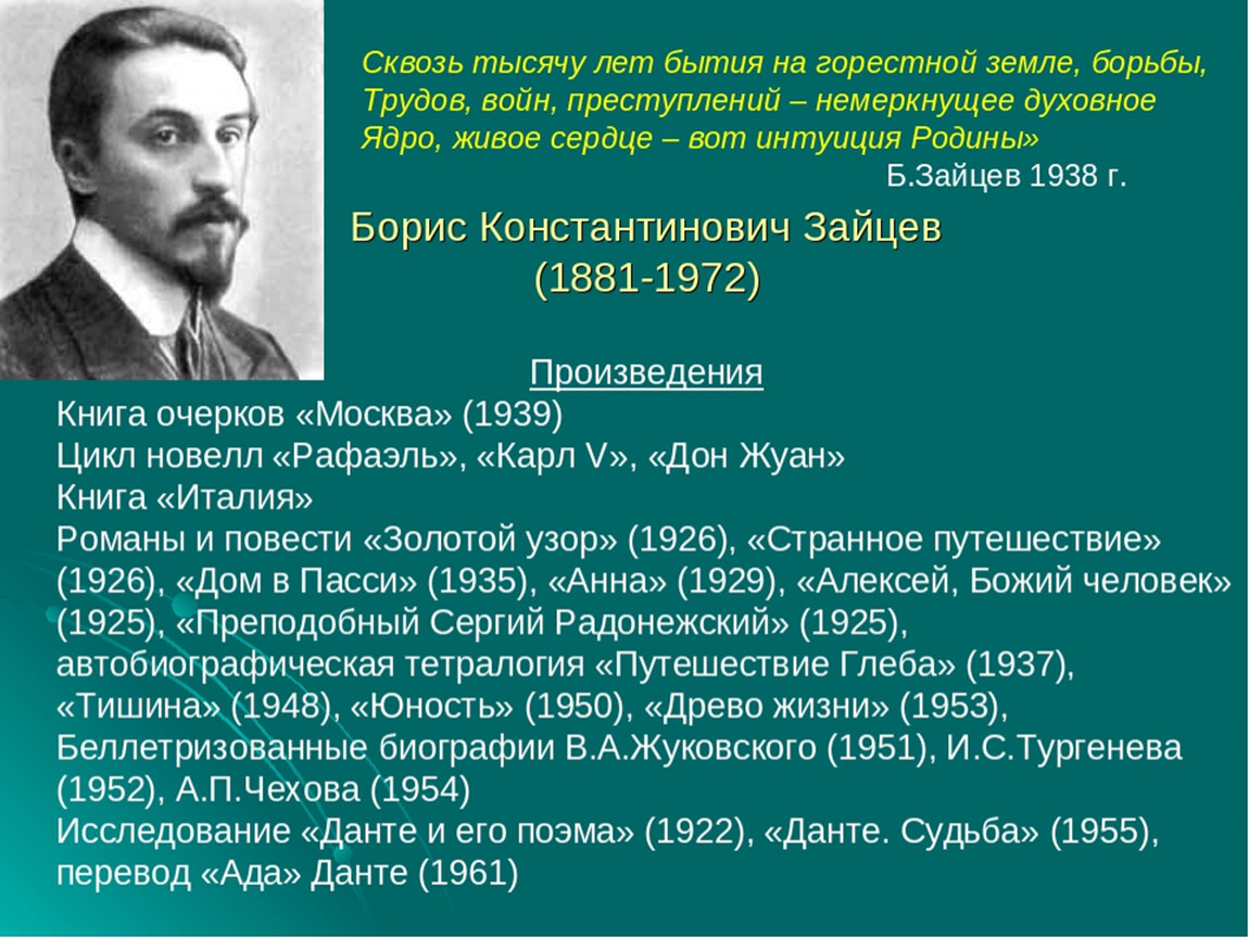 Борис константинович зайцев презентация