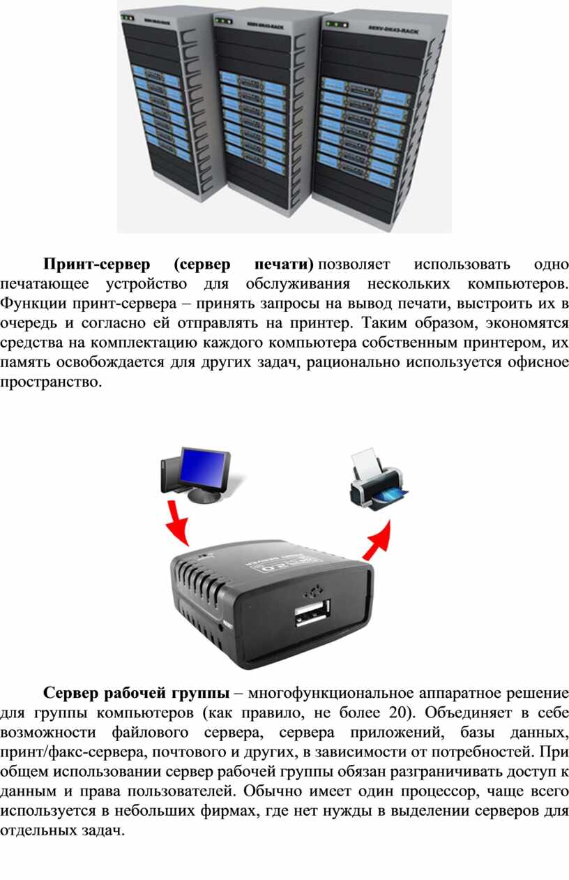 Понятие сервера типы серверов используемые в компьютерных сетях