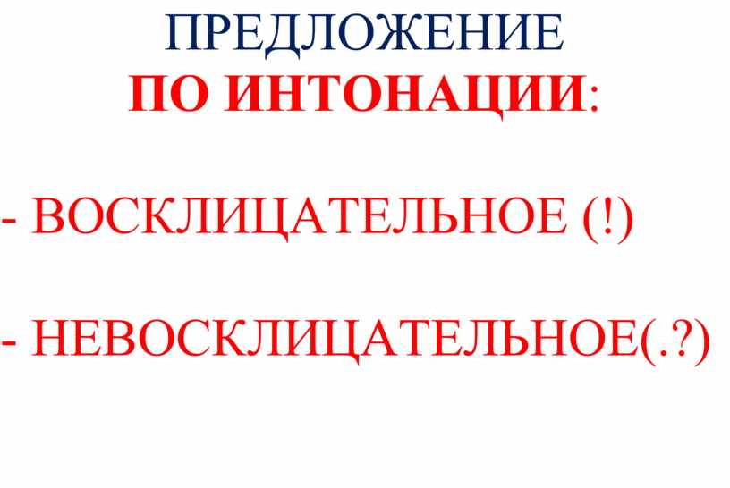 Виды предложений по интонации