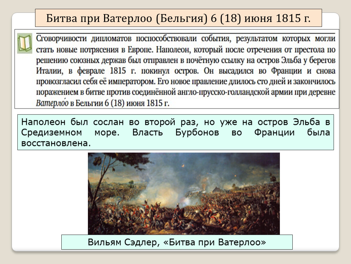 Какое сражение. 18 Июня 1815г. – Битва при Ватерлоо (Бельгия). Битва при Ватерлоо 1815. Битва Ватерлоо 1815 кратко. Битве при Ватерлоо в июне 1815 г..