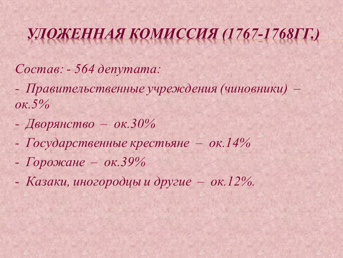 Причины уложенной комиссии екатерины 2. Уложенная комиссия 1767-1768 гг. Уложенная комиссия 1767. Уложенная комиссия 1767-1768 гг таблица. Состав уложенной комиссии 1767.