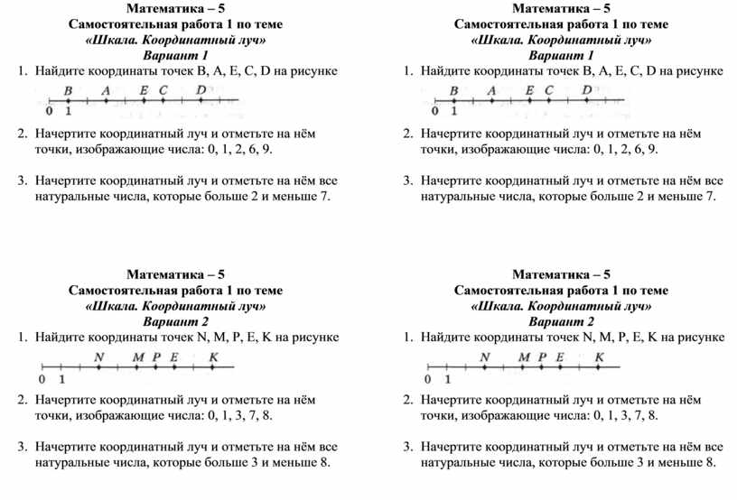 Контрольная работа координатный луч 5 класс