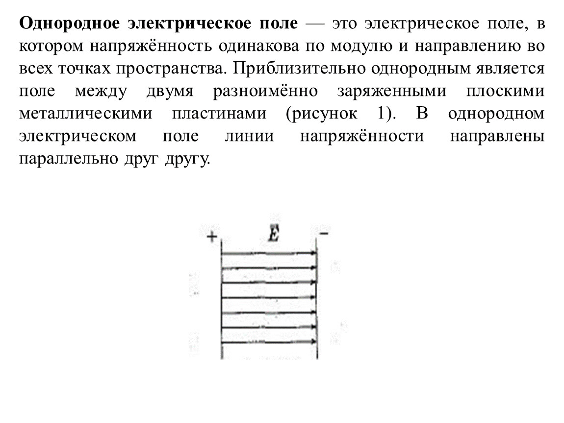 Напряженность однородного электрического поля