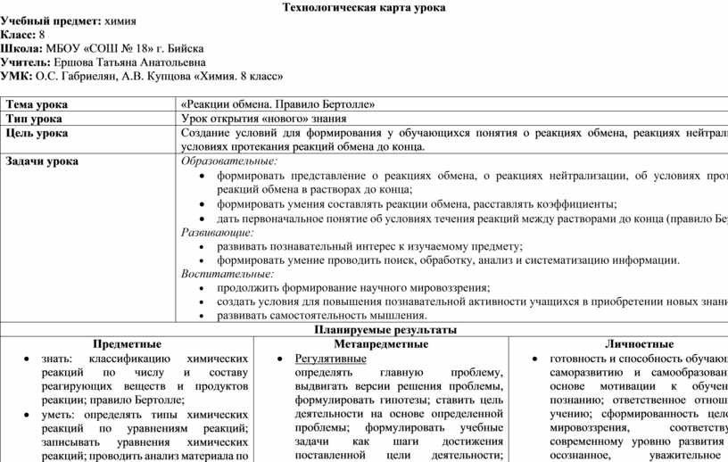 Технологическая карта внеклассного мероприятия по химии 9 класс