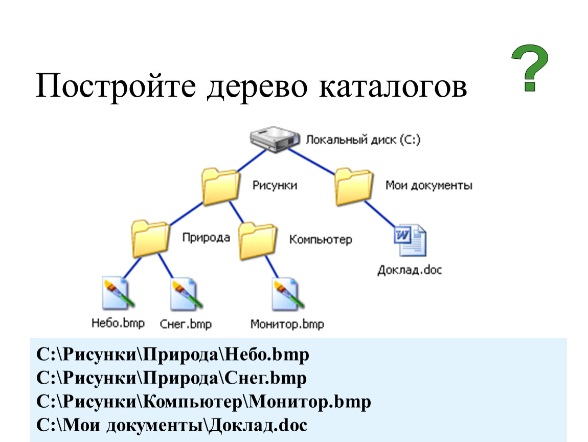 Вывести на печать дерево каталогов с файлами