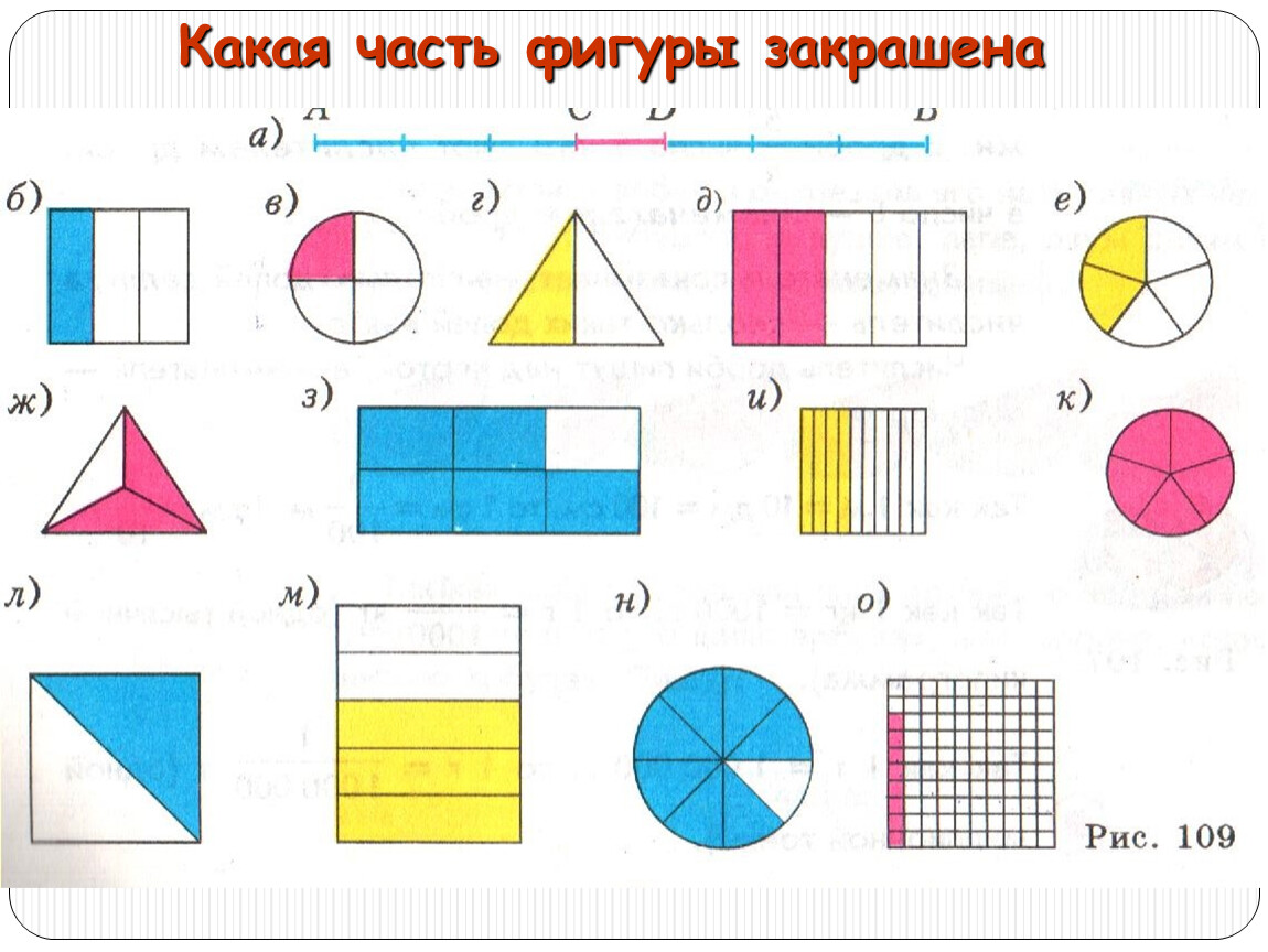 Какая фигура закрашена. Части фигур.