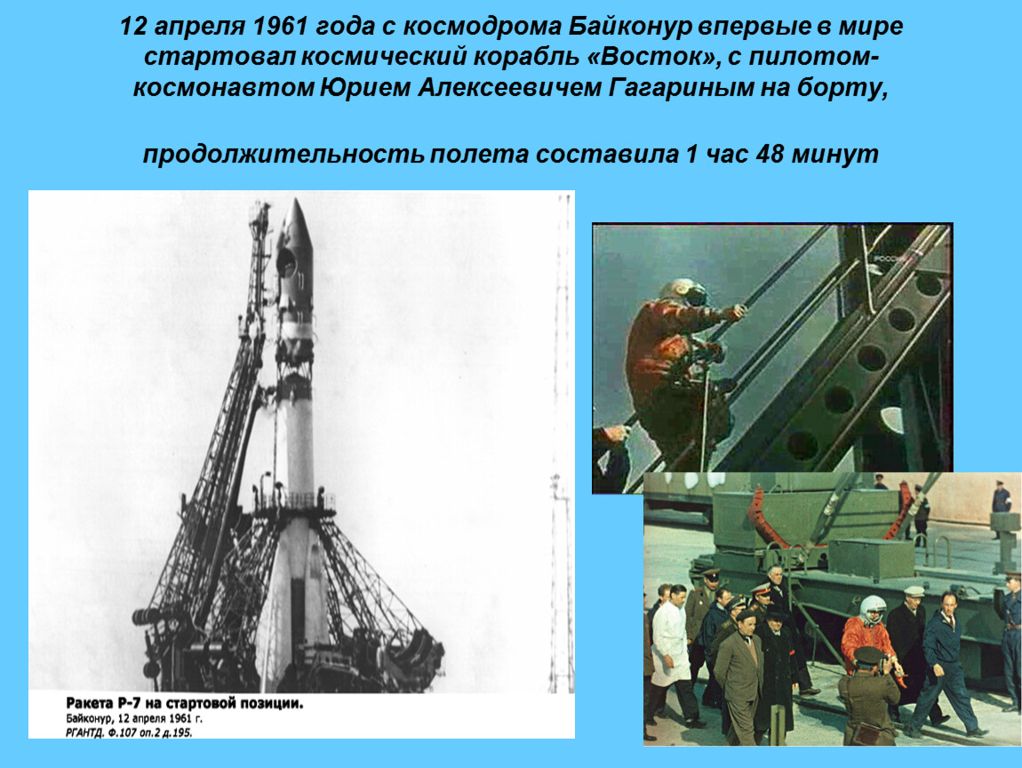 Значение первого полета в космос. Байконур Восток 1 1961. Космодрома Байконур 12 апреля 1961. Космодром Байконур корабль Восток. Космический корабль Восток Юрия Гагарина 1961.
