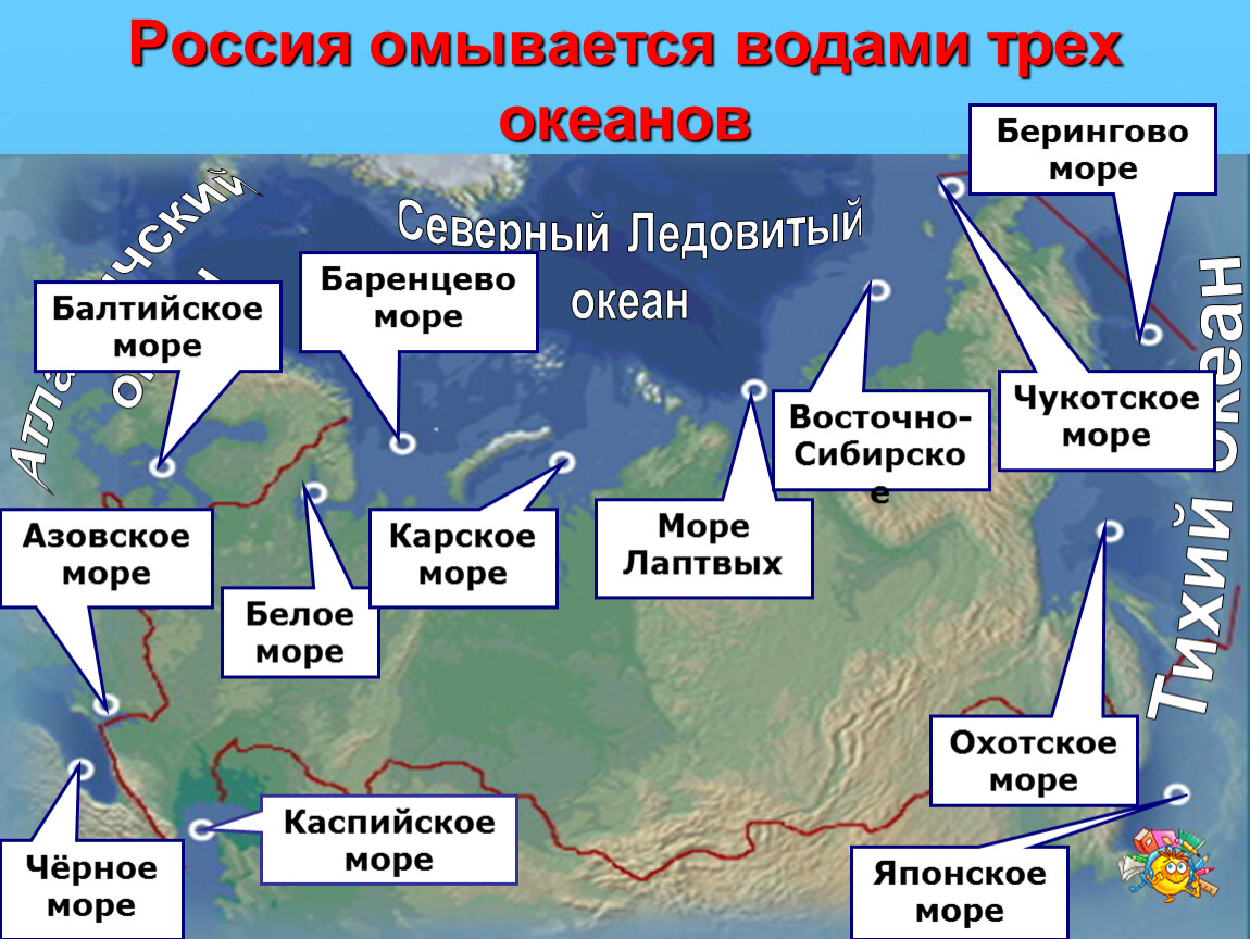 Какое море российское. Россия омывается 3 Океанами. Россия омывается водами. Берингово море омывает Россию. Карское и Охотское море.