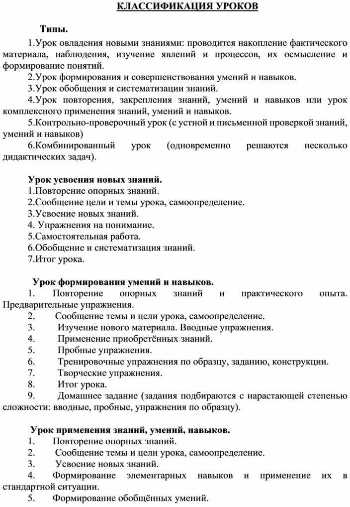 Образец разработки урока