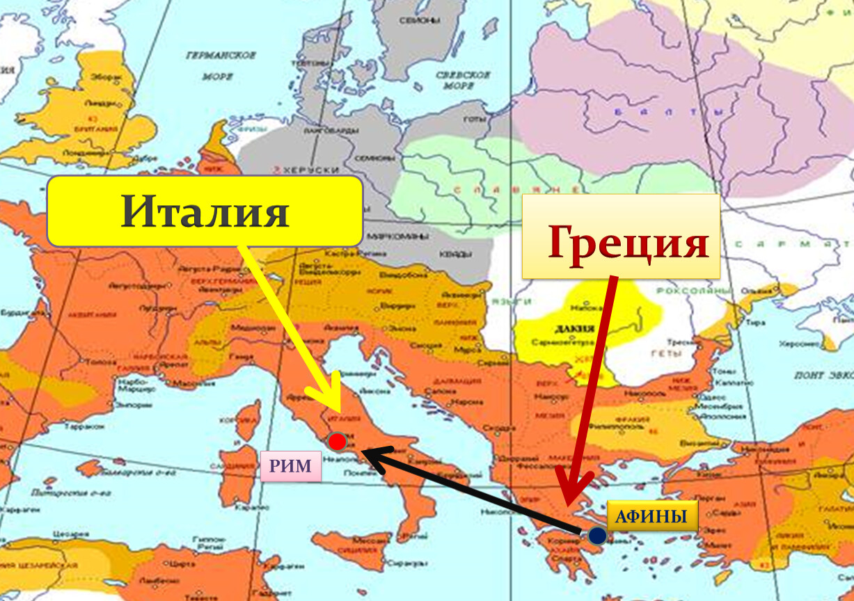 Карта италии и греции