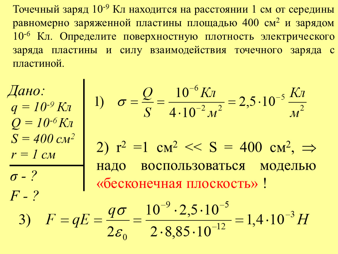 Заряд на пластинах. Бесконечная плоскость.