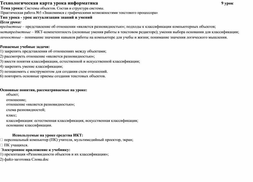 Технологическая карта урока "Сбор и представление информации; анализ полученной 