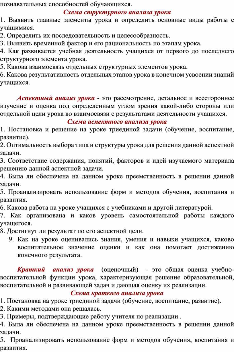 Анализ урока в соответствии с ФГОС