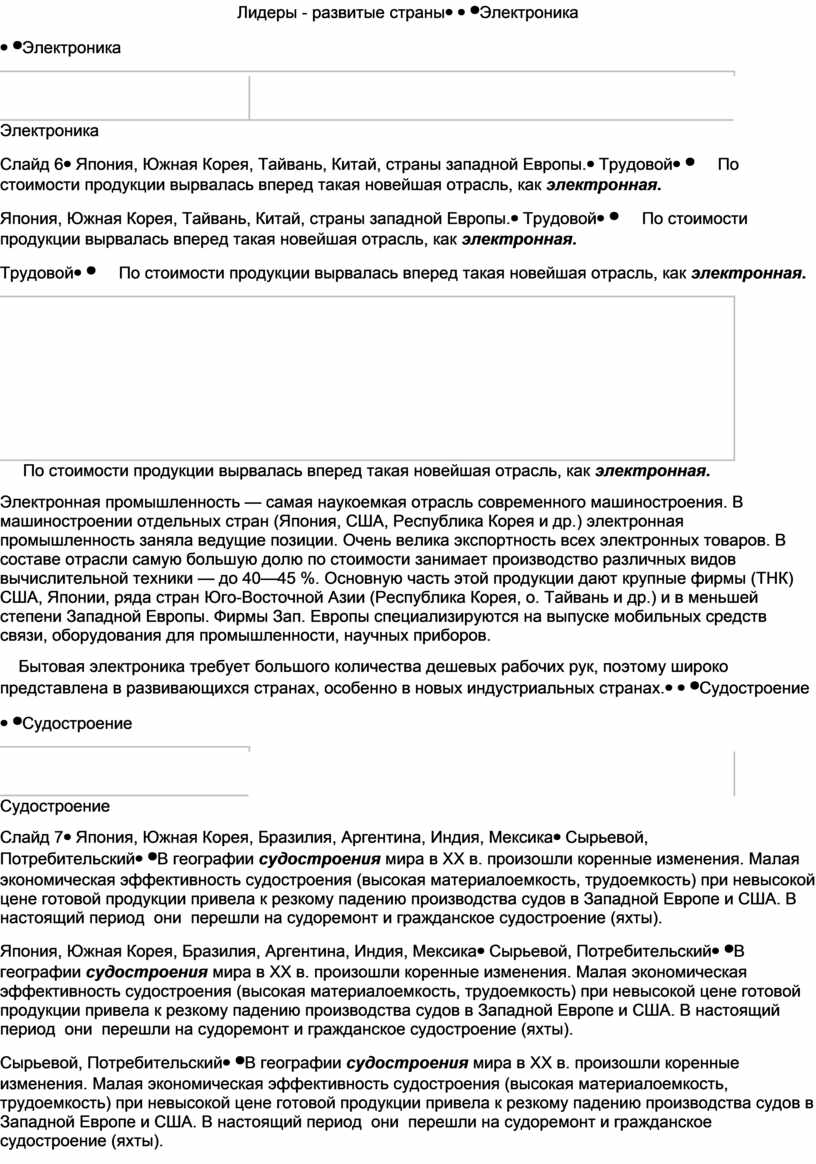 Лидеры - развитые страны