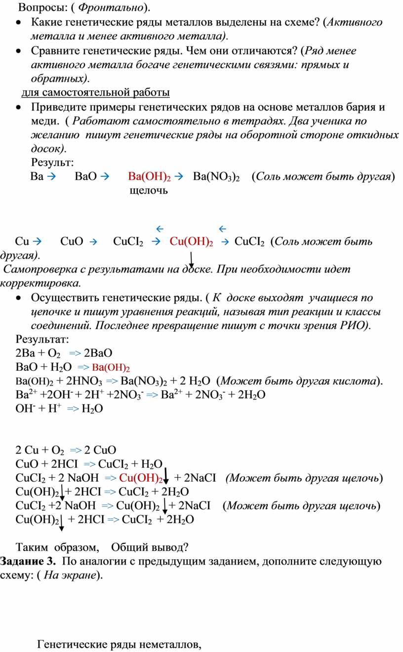 Генетический ряд бария