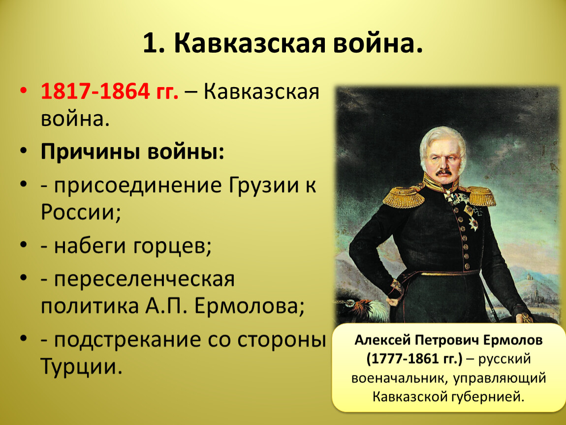 Кавказская война 1817 1864 презентация 9 класс