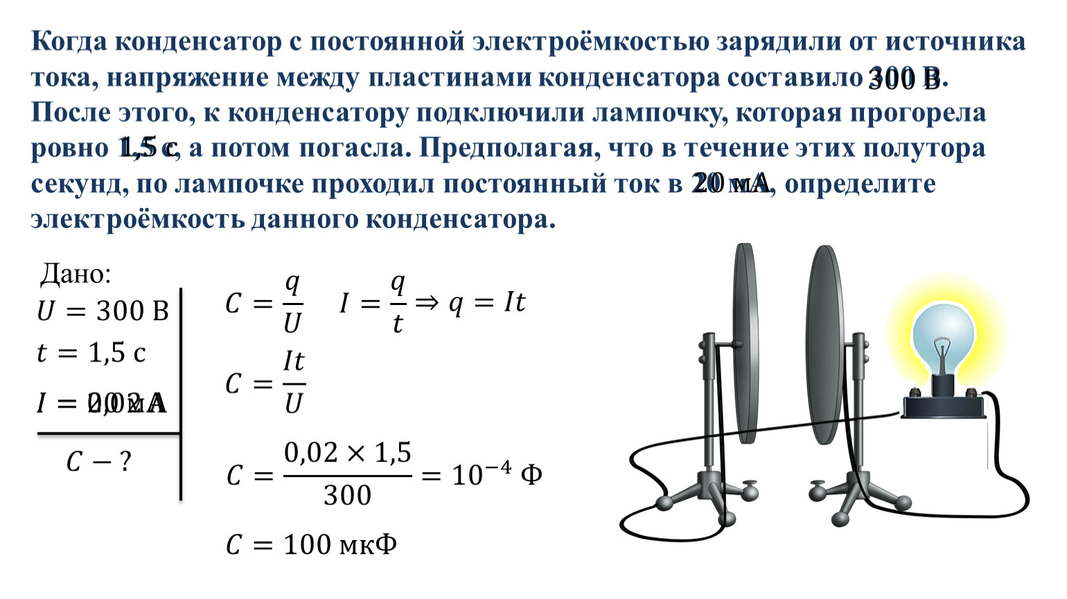 Электроемкость заряженного конденсатора