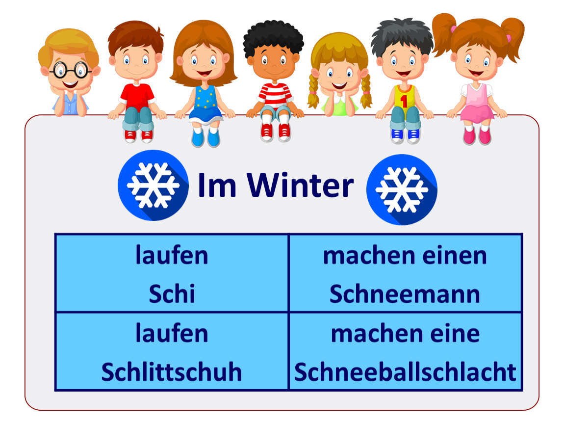 Im winter die kinder. Schi Laufen спряжение немецкий.