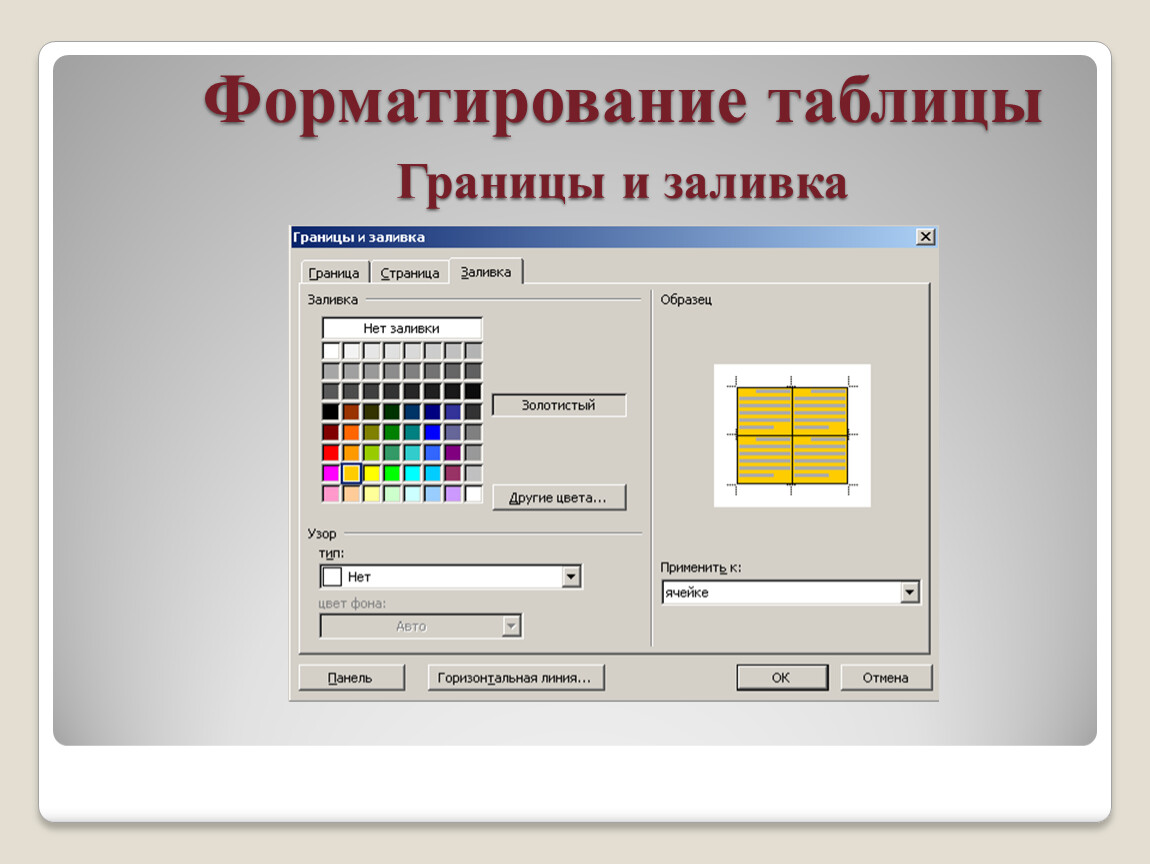 Границы таблицы. Форматирование таблицы. Таблица границы и заливка. Форматирование границ в таблице. Форматирование таблицы заливка.
