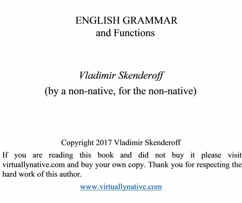 ENGLISH GRAMMAR and Functions