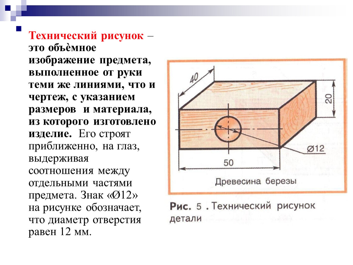 Изображение выполненное от руки с указанием размеров