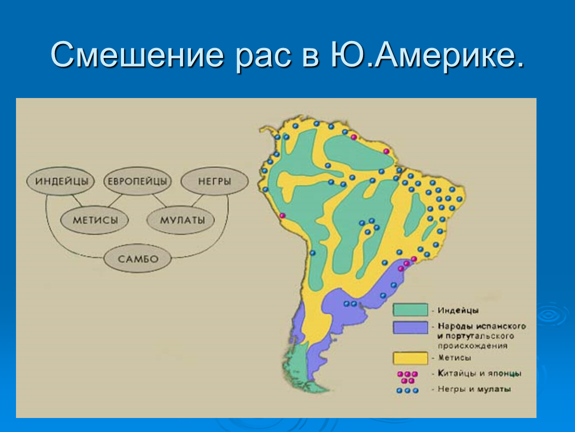 Высокая плотность населения южной америки. Этнический состав населения Южной Америки на карте. Этнический состав Латинской Америки карта. Карта плотности населения Латинской Америки. Расовый состав Южной Америки карта.