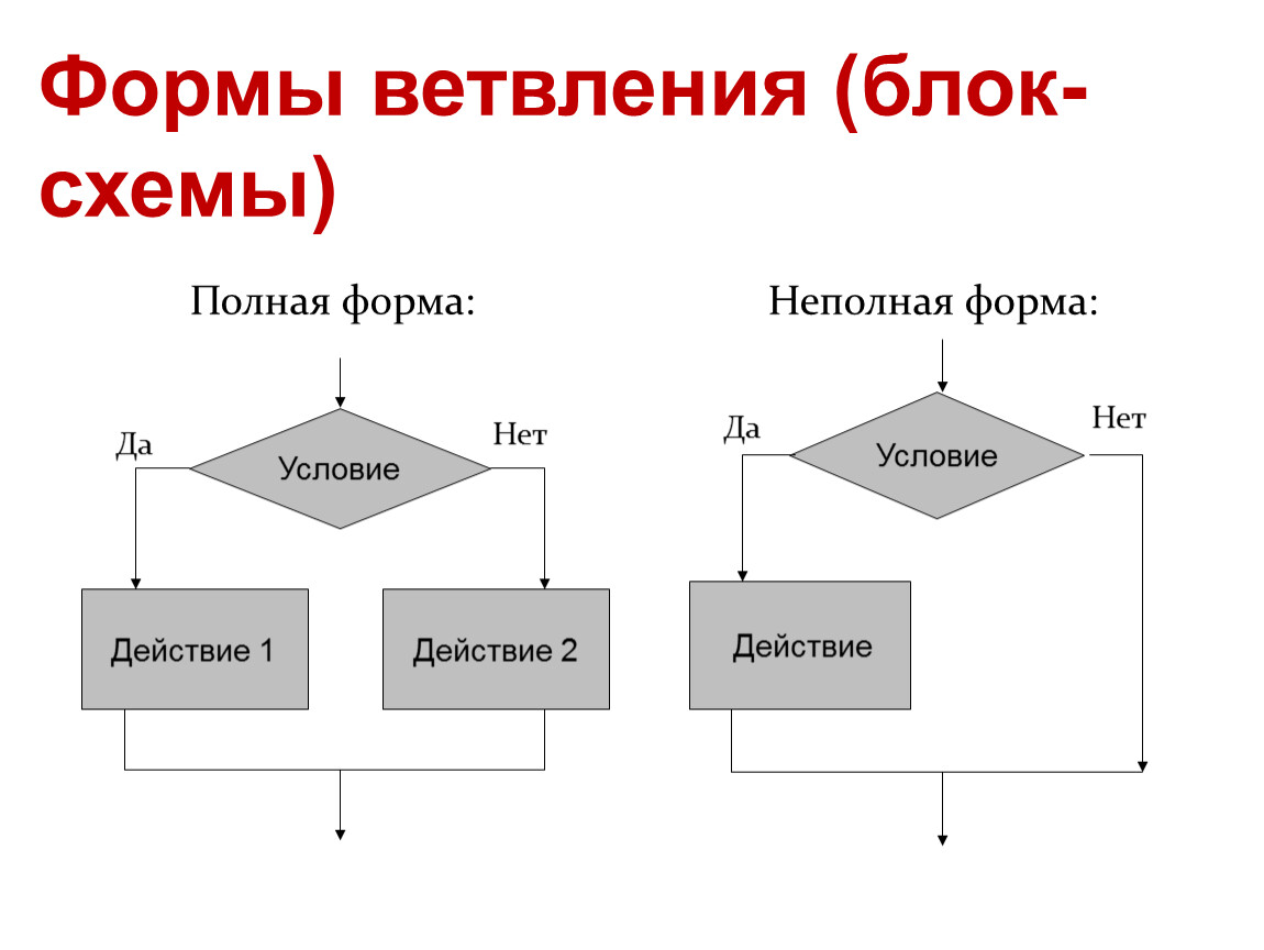 Блок схема ветвление