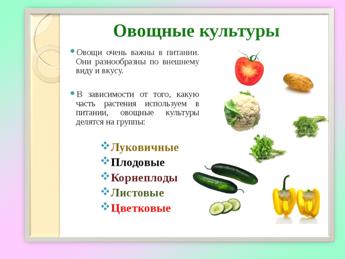 Особенности приготовления овощей