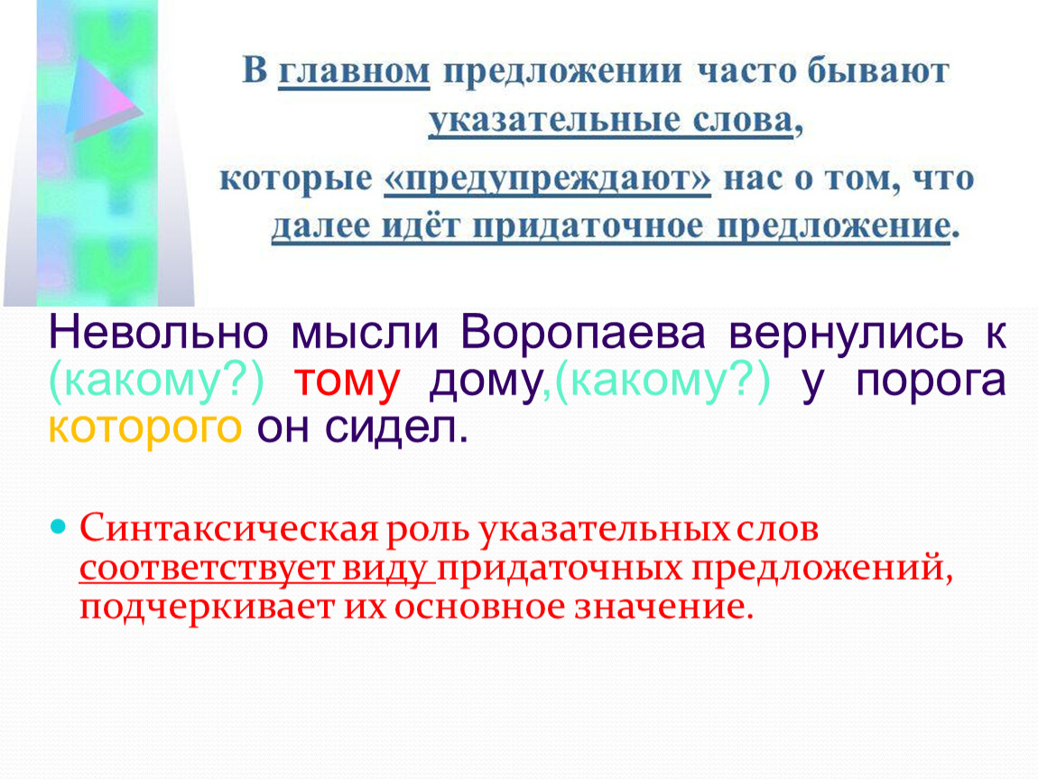 Какое предложение указательное. Роль указательных слов в сложноподчиненном предложении. Указательные слова. Предложения с указательными словами. Указательные слова в СПП.