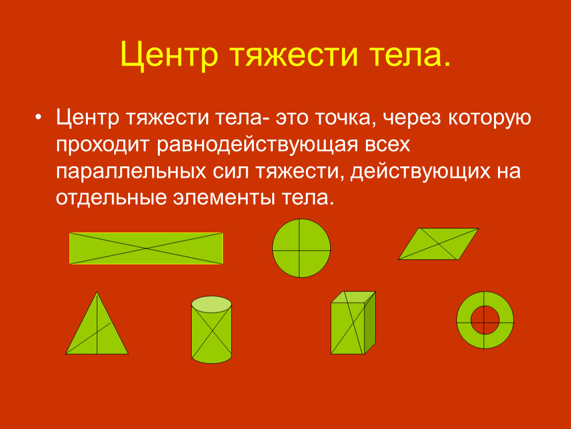 Центр тяжести тела презентация