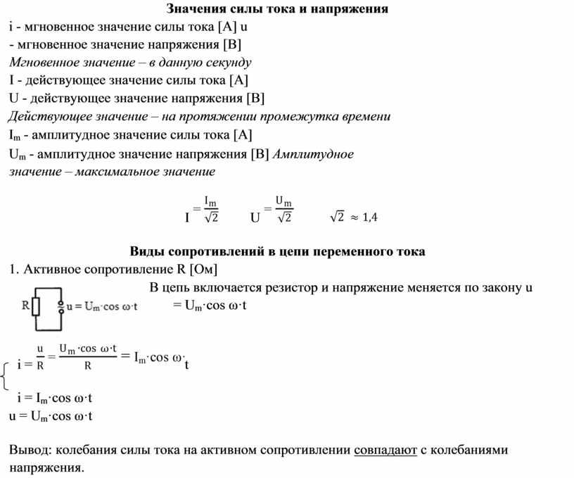 Конспект "Виды сопротивлений"