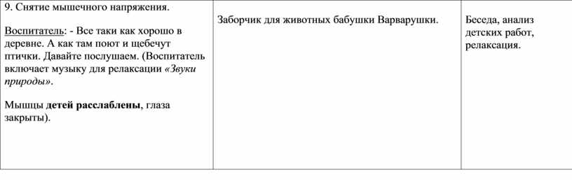 Снятие мышечного напряжения.