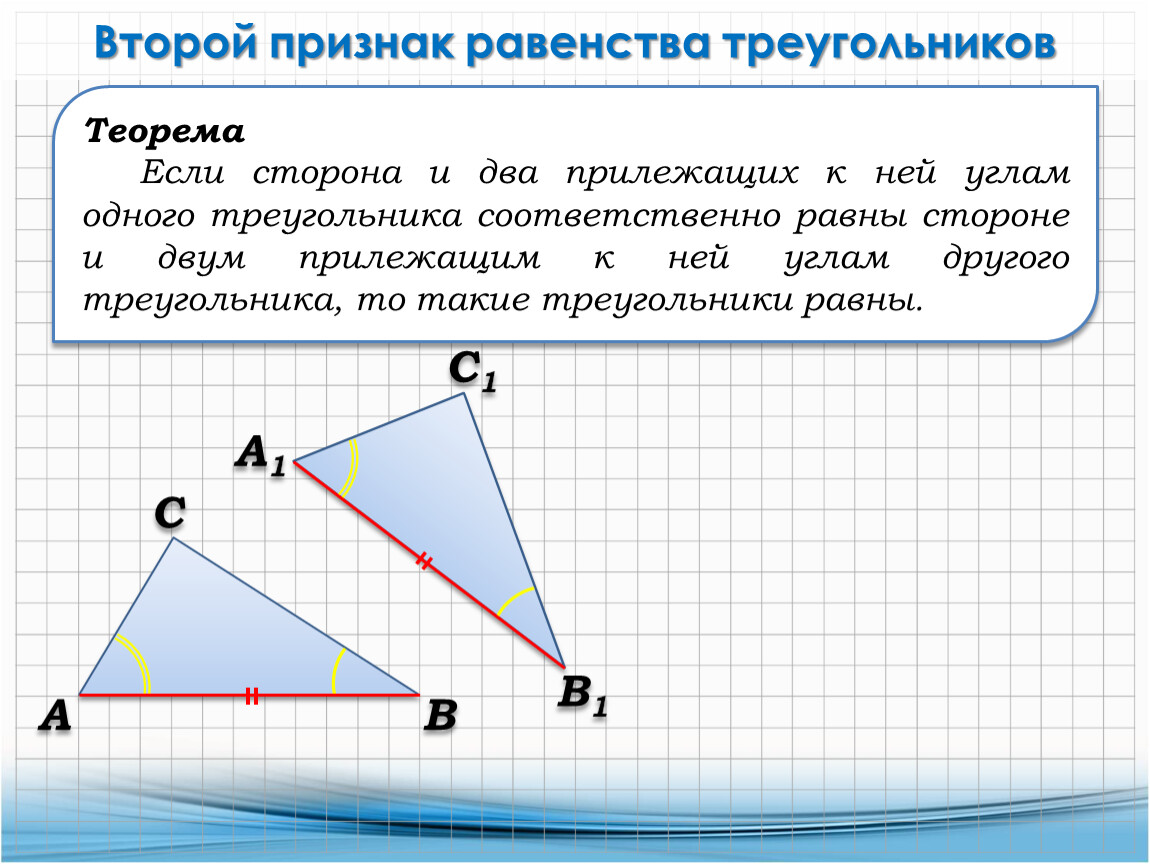 Теорема выражающая 1 признак равенства треугольника. Формулировка теоремы 1 признак равенства треугольников. Теорема 2 признак равенства треугольников. 2 Признак равенства треугольников доказательство 2. 2 Произн равенмст ва тр.