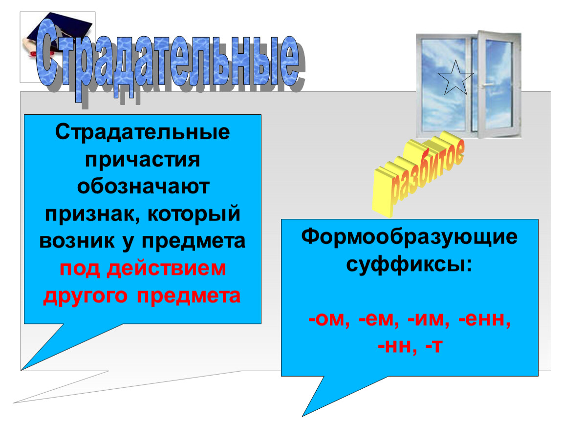 Что обозначает причастие. Что обозначают страдательные причастия. Страдательные причастия обозначают признак. Страдательные причастия обозначают признак того предмета который. Действительно и страдательные причастия.