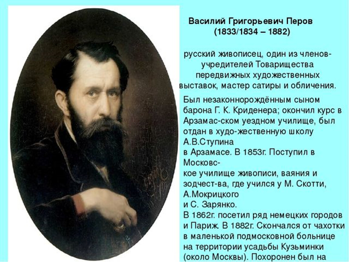 Писатель перов. Портрет художника Перова Василия Григорьевича.