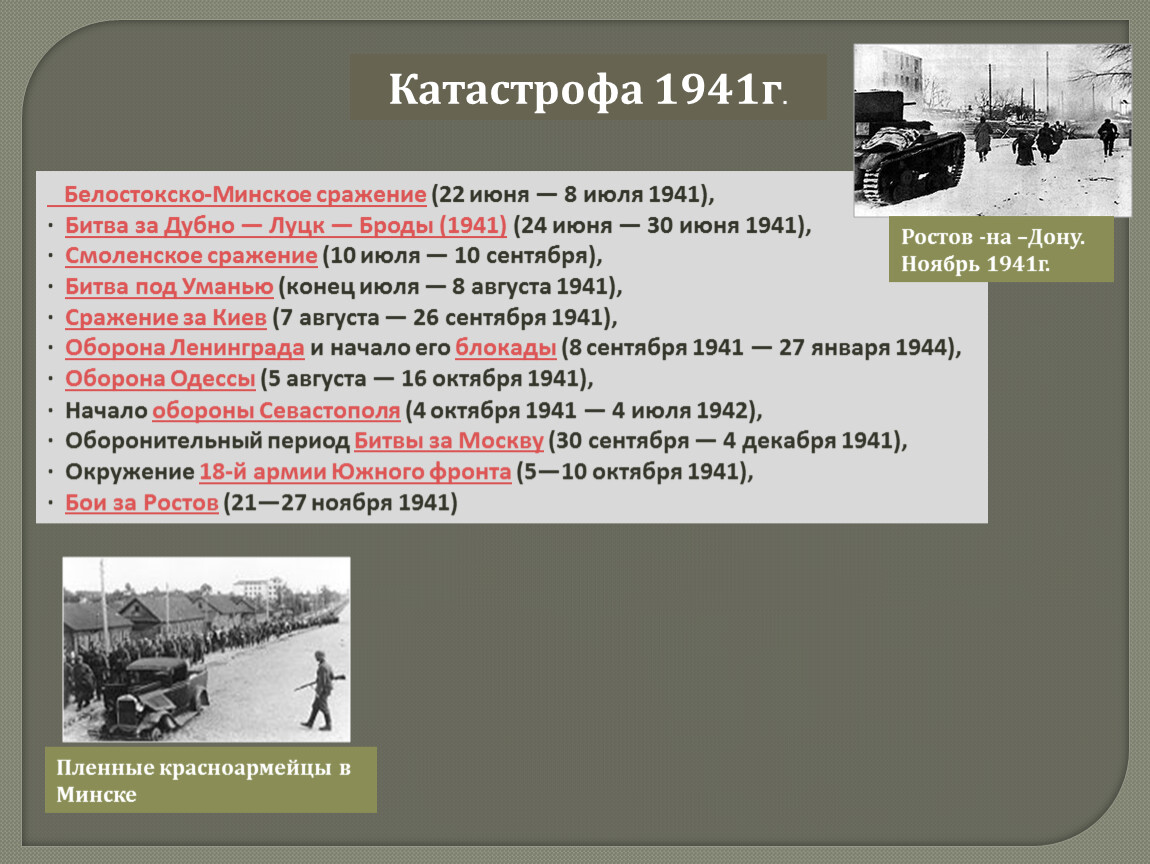 Начало великой отечественной войны первый период войны 22 июня 1941 ноябрь 1942 г презентация