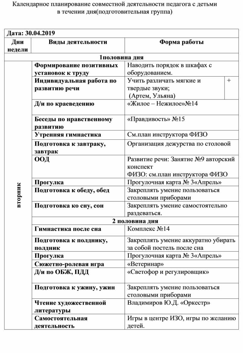 План конспект совместного с семьей мероприятия