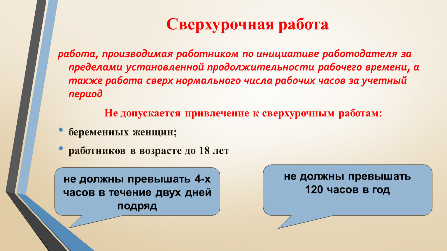 Сверх установленного времени. Сверхурочная работа по инициативе работодателя. Работа сверх установленной продолжительности рабочего времени. Сверхурочная работа слайд. Как регулируется законом сверхурочная работа.