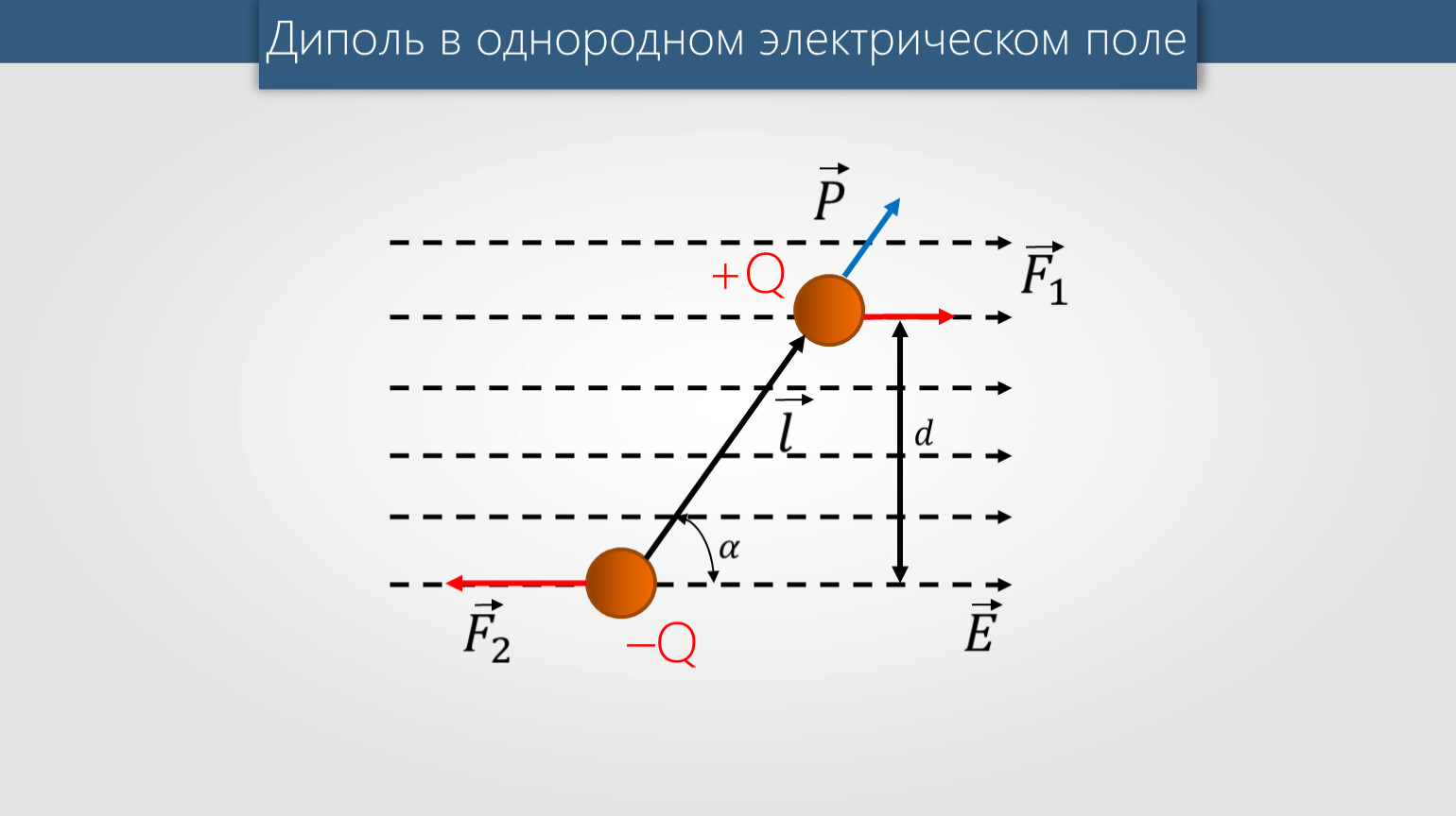 Однородное электрическое поле рисунок. Электрический диполь в электростатическом поле. Диполь в однородном электрическом поле. Электрический диполь в однородном электрическом поле. Диполь в однородном Эл поле.